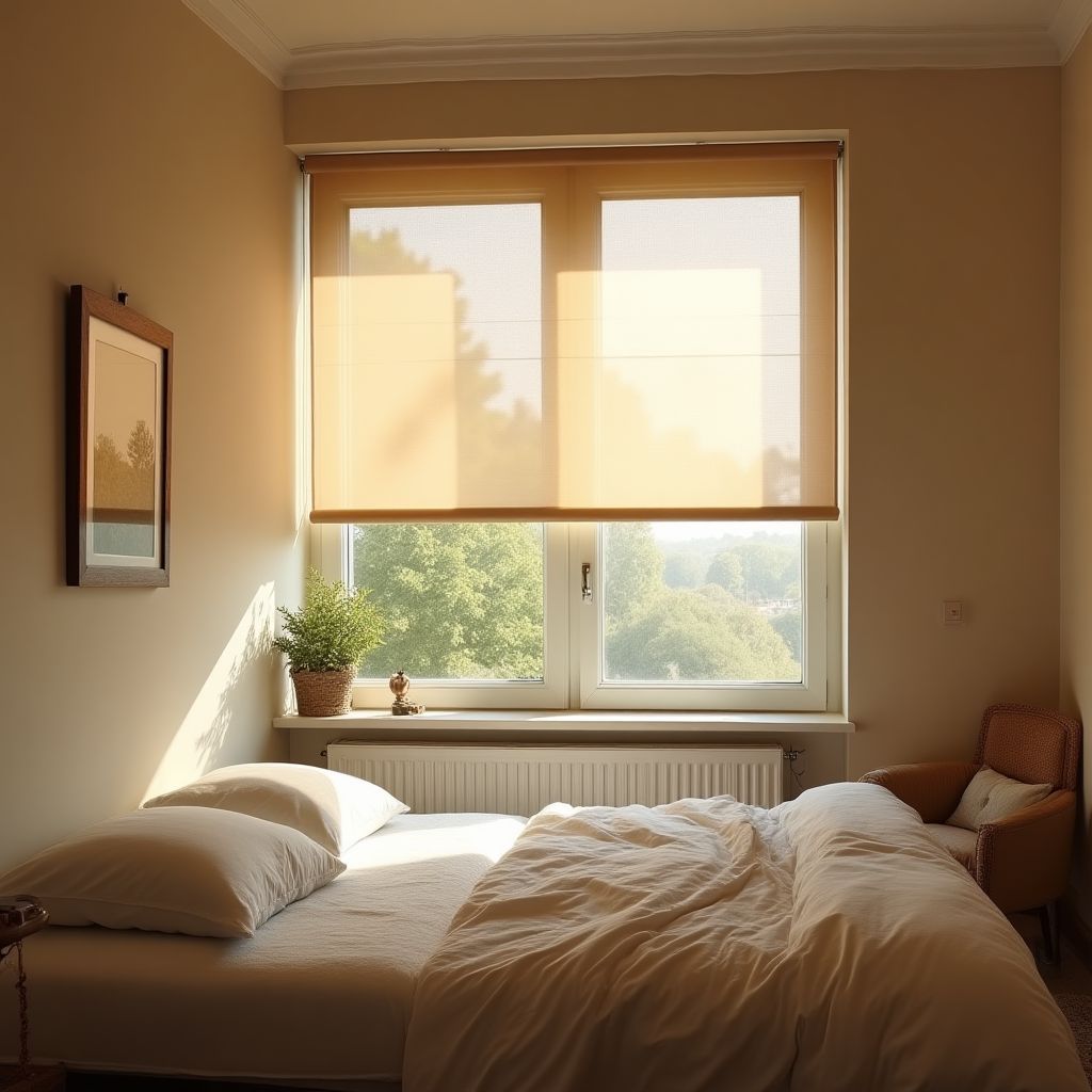 Chambre avec stores enrouleurs